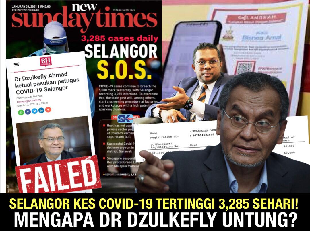 3285 kes sehari, Dr Dzulkefly  Ketua Pasukan Khas Covid-19 Selangor gagal tapi untung dapat projek jutaan ringgit dana negeri